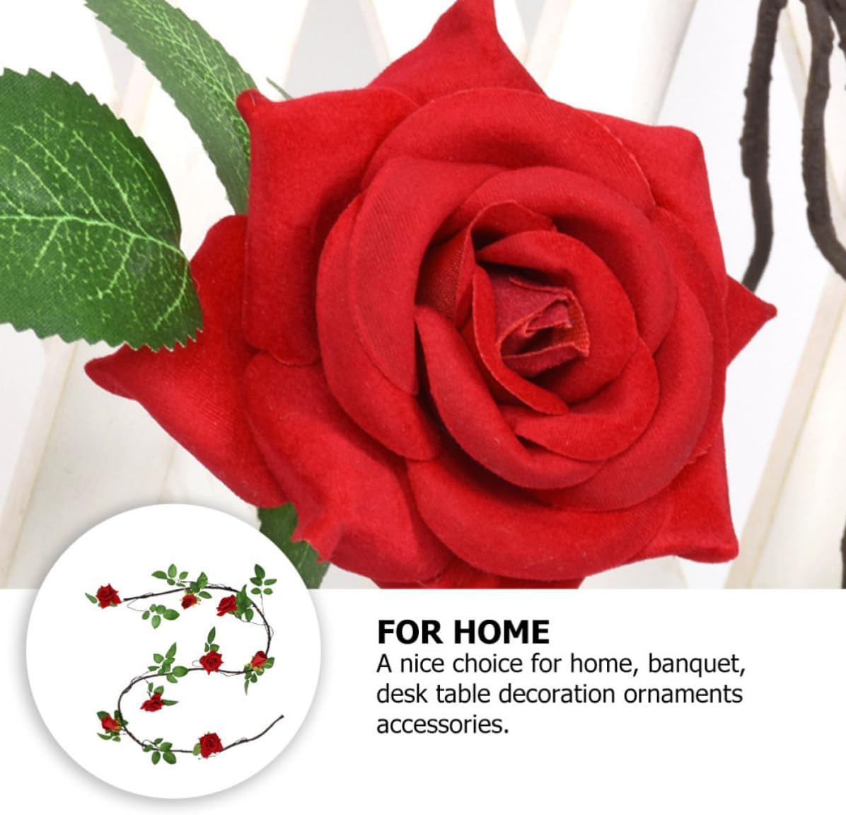 Garneck Red Artificial Rose Garland Textile Flower Vine for Wedding Decoration Creates Warm Romantic Atmosphere Suitable for Hotel and Shopping Center