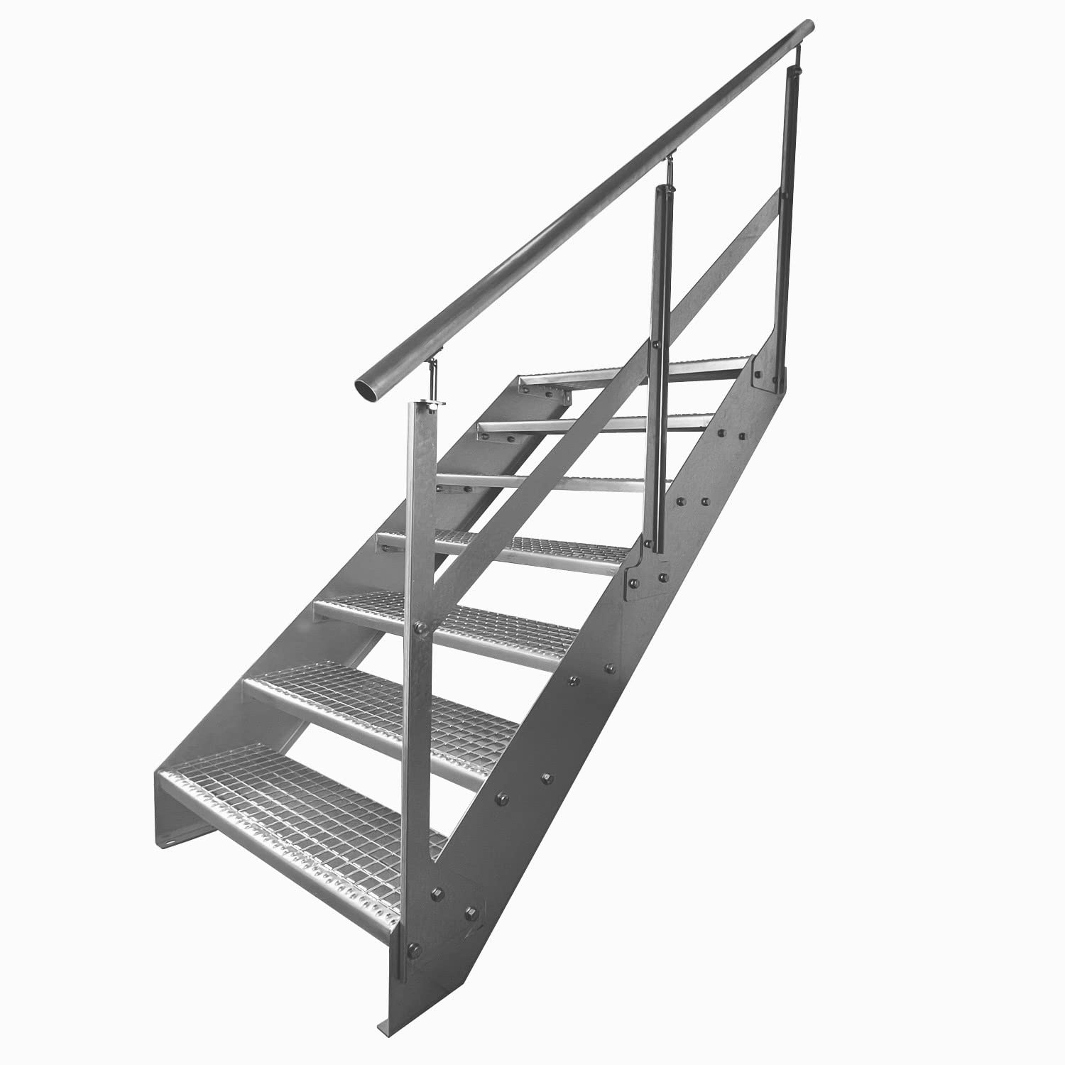 Kaminbau Mierzwa Premium Stahl Treppe Geländer Rechts Verzinkt 7 Stufen