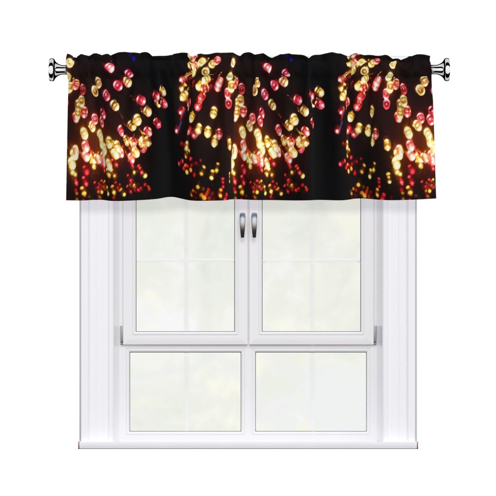 WHJDPP paper lantern Prints Curtain Valance 54x18 Inch - Peach Skin Window Cover with Printed Design, Filtering Light for Kitchen Decor
