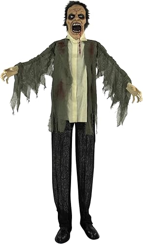 Miniatura 10 de Haunted Hill Farm Hombre lobo animatrónico de tamaño real con luces activadas al tacto y sonido, posable, funciona con pilas para interiores o