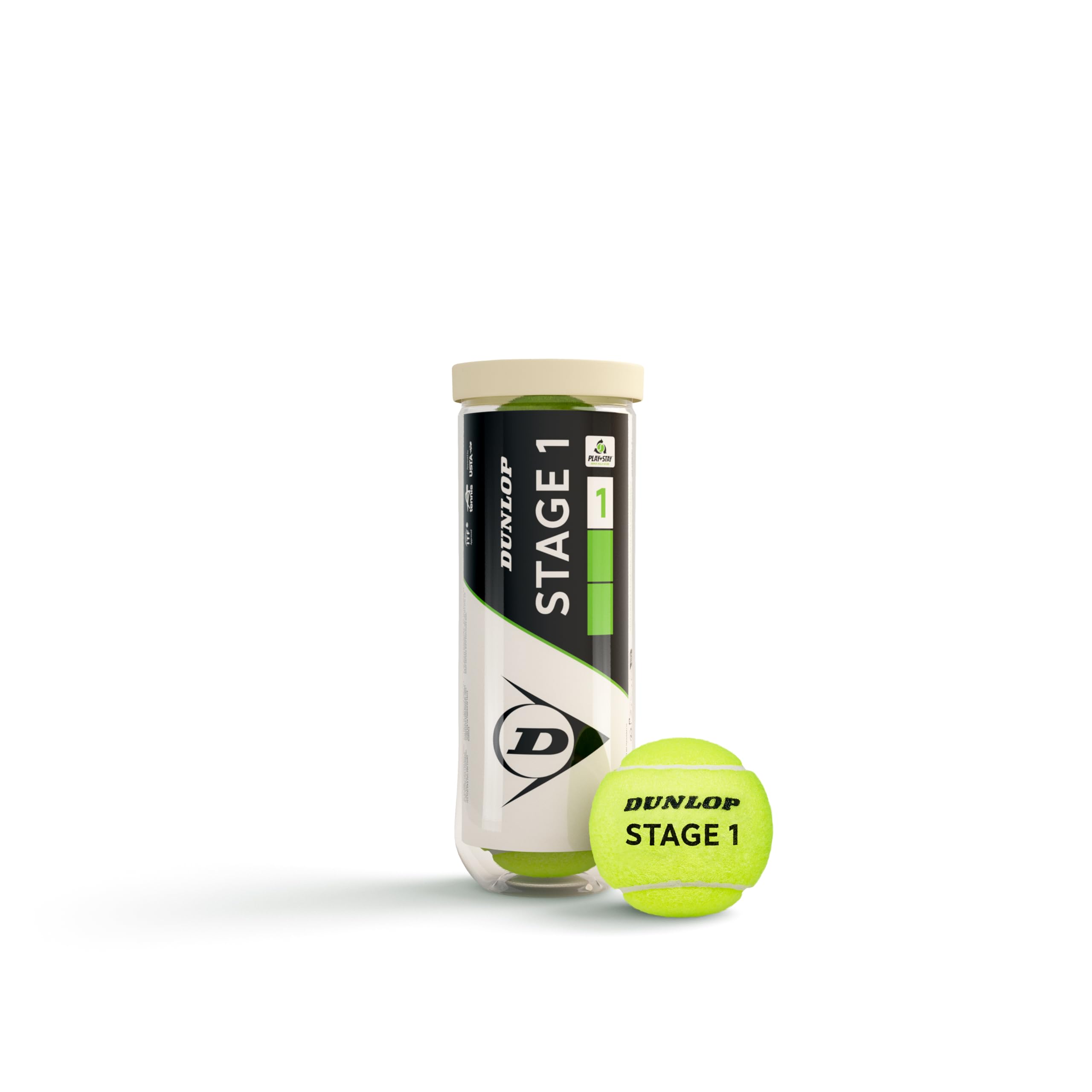 Dunlop Stage 1 Green Tennisball 3er Pack – Großfeld, für Anfänger