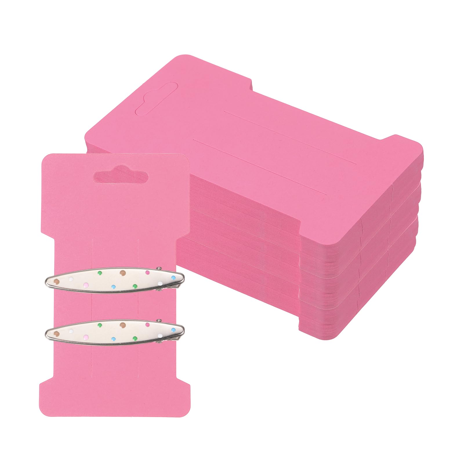 PATIKIL 200Pcs Hair Clip Display Cards, 4.5"x2.6" Kraft Paper Hair Bow Clips Holder Card Rectangle Cardboard for Barrette Headband Jewelry Accessory Organizing Selling, Magenta