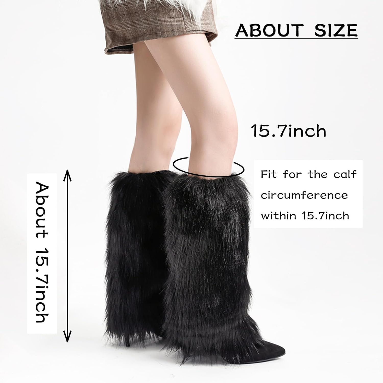 Peecabe Winter Women Faux Fur Fluffy Leg Warmers Fuzzy Long Boot Covers Furry For Christmas