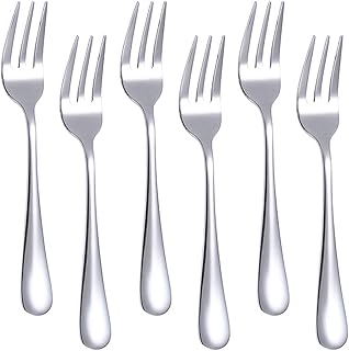 6 Stück 14cm/5.51inch Kuchengabel,Dessertgabeln Edelstahl Set,Edelstahl Gabeln,Spülmaschinenfest,Tafelgabeln,Obstgabel,Spiegelpoliert Gabeln,geeignet für Konditoreien,Restaurants,Bars,Haushalte