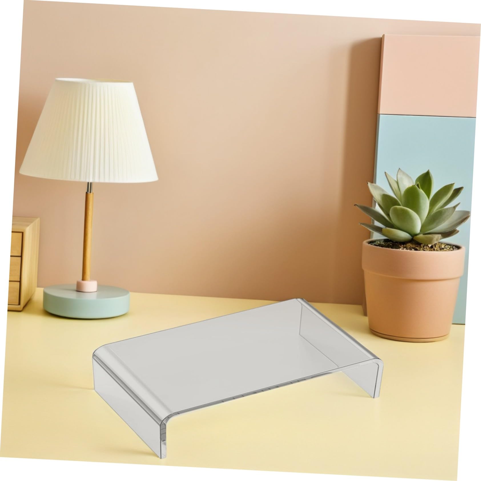 NOLITOY Supporto per Monitor Acrilico Trasparente, Rialzo per Schermo del Computer, Base di Supporto per Pc, per Casa, Ufficio e Scuola, Risparmio Spazio e Postura Ergonomica