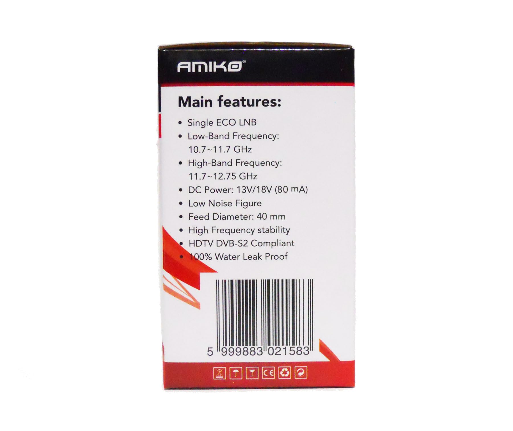 Amiko Single Output PLL Universal Linear Ku Satellite LNBF + Universal Single LNB Bracket