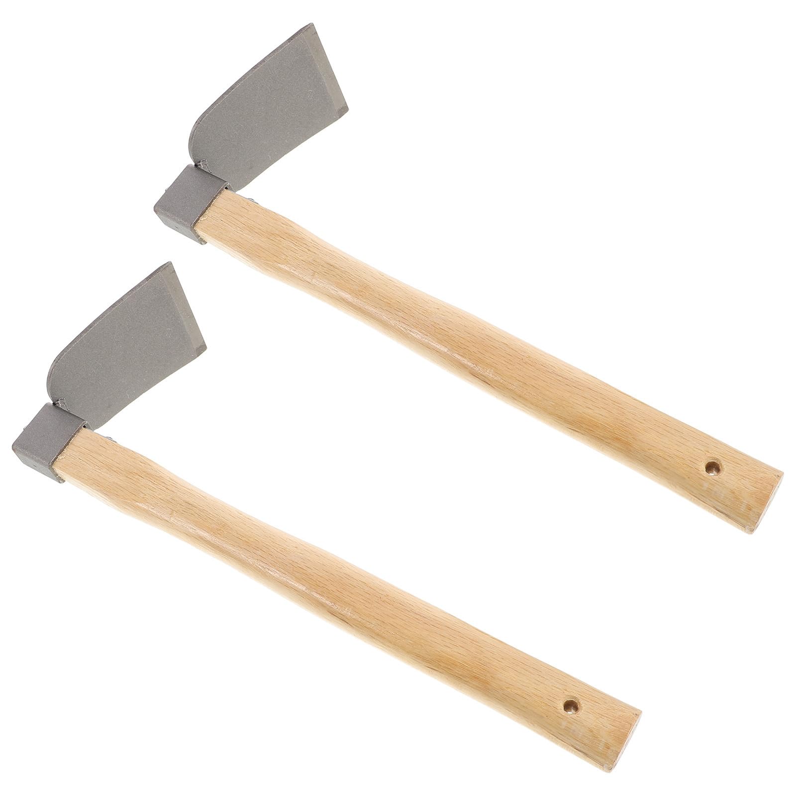 2 Piezas Azada de Jardín Pequeña de Acero y Madera | Aflojar Suelo y Desherbar, Herramienta Manual de Jardinería, Uso en Cultivo y Mantenimiento Exterior