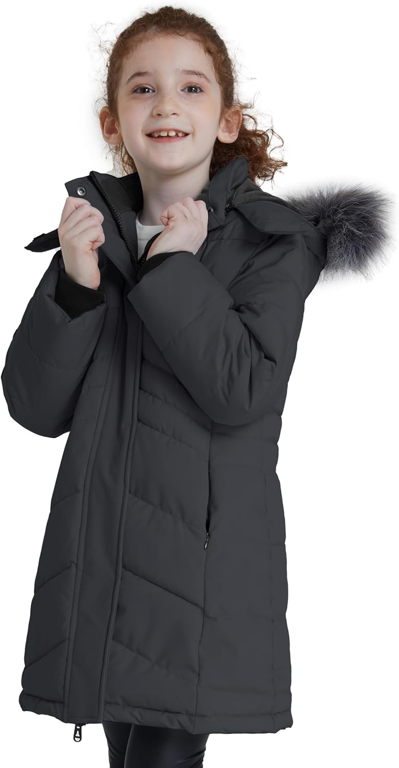 ZSHOW Girls' Winter Coat Insulated Long Quilted Puffer Jacket Warm Hooded Parka Snow Coats - Image 7