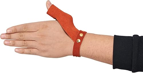 Miniatura 4 de TOPARCHERY Guantes de flecha 2 dedos protector de cuero para mano derecha izquierda caza tiro objetivo recurvo caballo arco