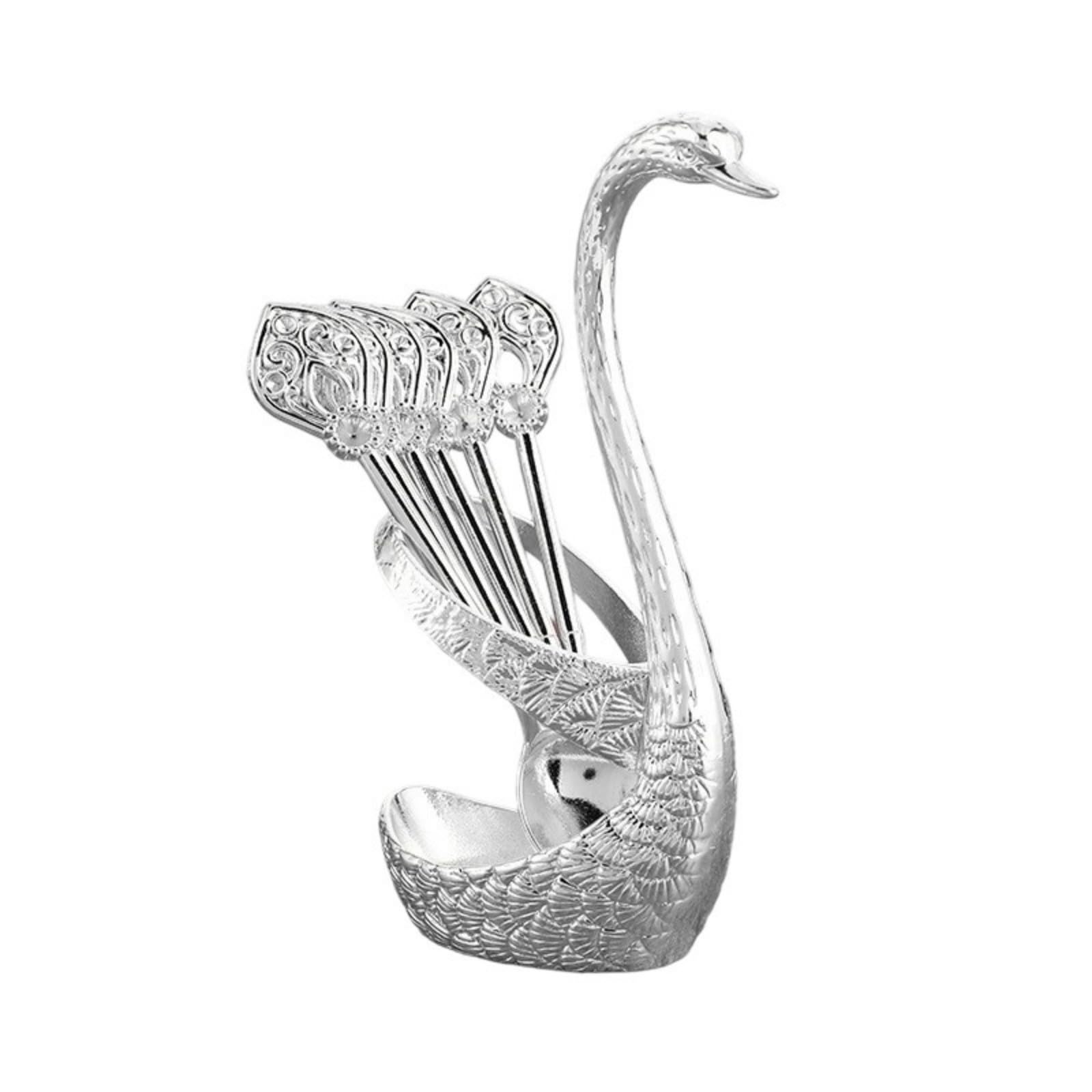 HZBB Of 6 Elegant Metal Spoon with Animal Shaped Storage Holder for Coffee Tea and Cocktails Mixing Dessert Utensils Artistic Coffee Stirrers