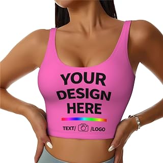 Custom Crop Top for Women Personalized Workout Sports Bras Add Your Team Logo Photo Customized Tank Tops for Yoga Running Gym