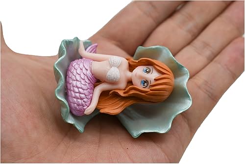 Miniatura 3 de Juego de 10 figuras de sirena en miniatura de 2 pulgadas, accesorios de jardín de hadas de sirena, juego de adornos de resina para tartas