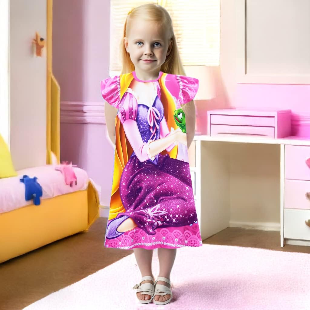 Little Girls Princess Pajamas Nightwear Girls Cartoon Printed Nightgown Nightdress - Image 2