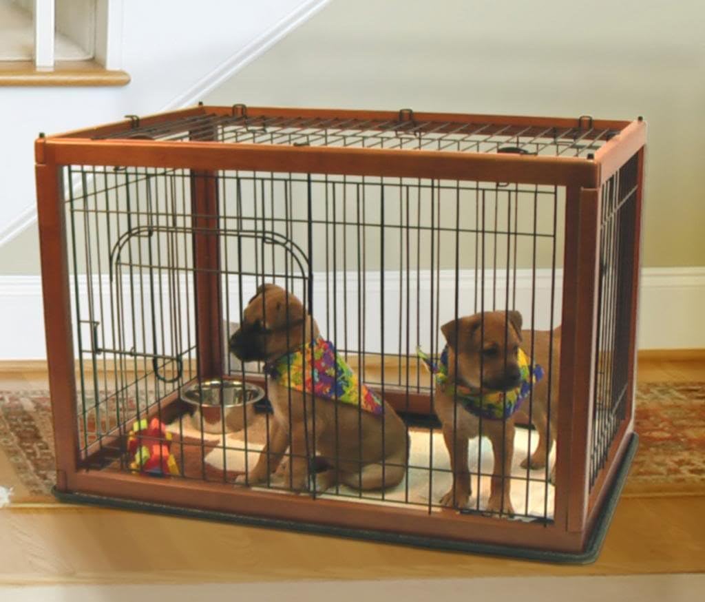 Richell Wood Pet Pen 90-60 Combo, Autumn Matte Finish