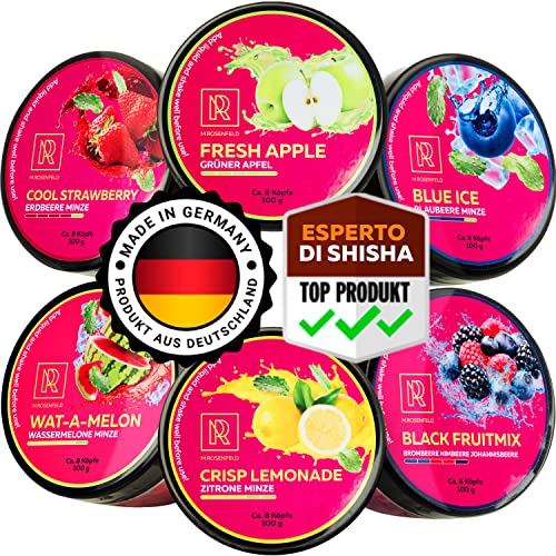 M. ROSENFELD Pietre aromatiche aromatiche fresche, set di 6 pietre con liquido – pietre aromatiche come doppia mela Deluxe, anguria, uva menta, mango, pesca, ananas, lampone, Eros 69