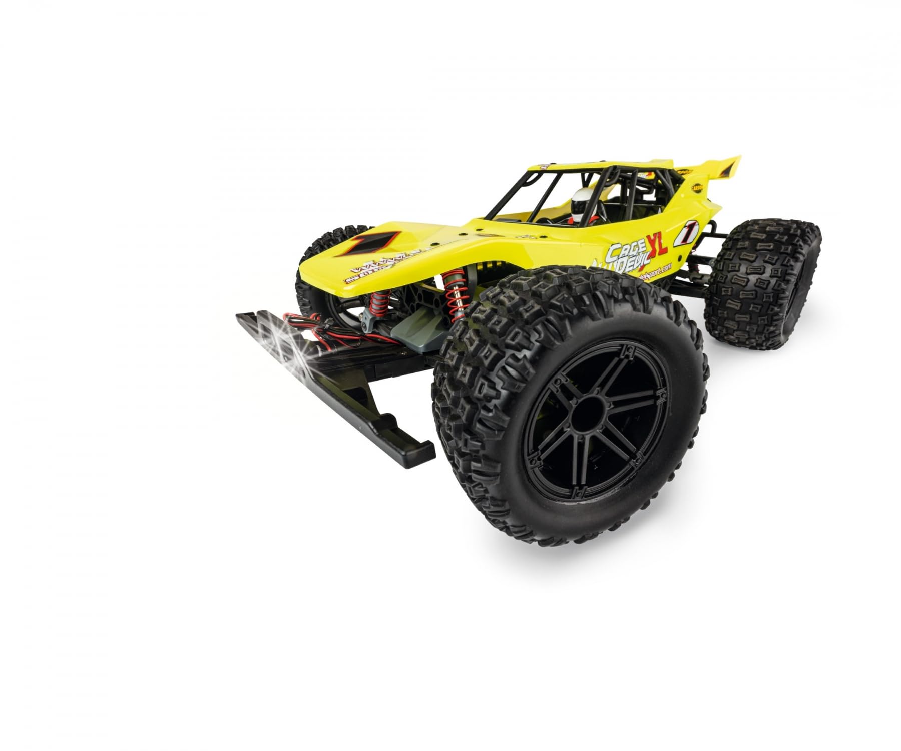 Carson 500404224 1:10 FE Cage Devil XL 2,4 GHz 100% RTR - zdalnie sterowany samochód, Offroad Truggy, w zestawie baterie i zdalne sterowanie, XL Truggy, żółty