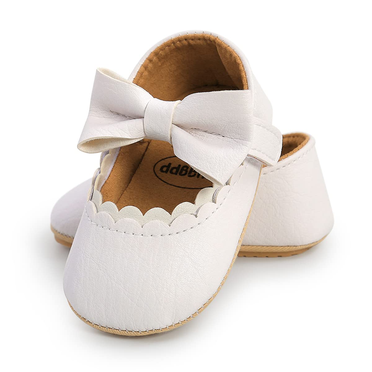 LAFEGEN Zapatos para bebé niña cuero sintético, suela de goma antideslizante para recién nacidos y niños pequeños, 12 blanco, 12-18 mois