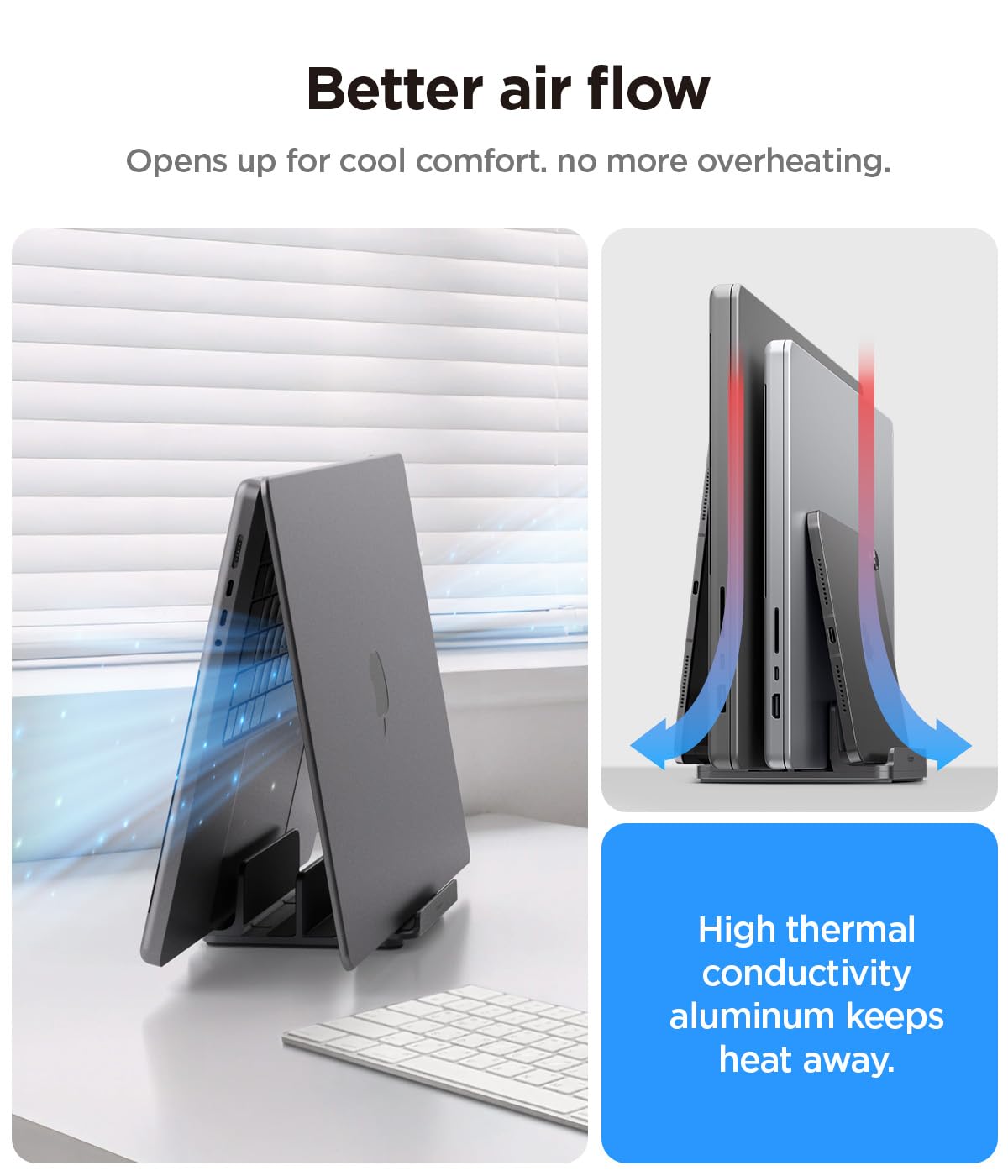 Spigen Supporto Verticale [Fino a 4 Dispositivi] con Slot Regolabili Organizzatore da Scrivania per Laptop, Tablet, Smartphone Compatibile con MacBook Pro Air Mini Neo, iPad, iPhone, Galaxy, Pixel