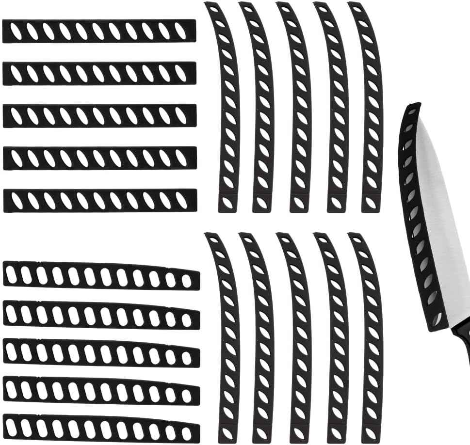 TWZKXC 20 Pack Knife Sheaths - Universal Safety Covers for Kitchen Chef Paring Bread Knives, 3 Sizes Black PP Guards