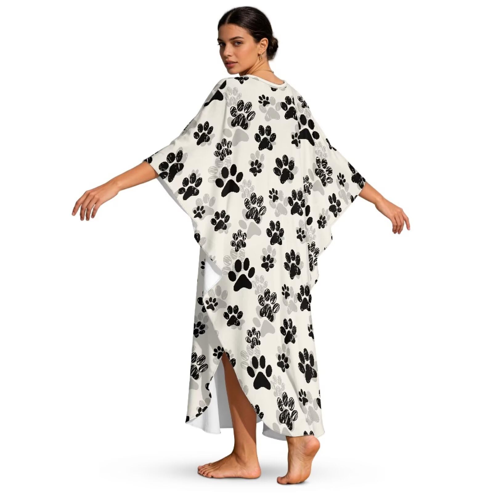 Abito caftano da donna, taglie forti, caftano, maxi abito con scollo a V, maniche a pipistrello, copricostume da bagno