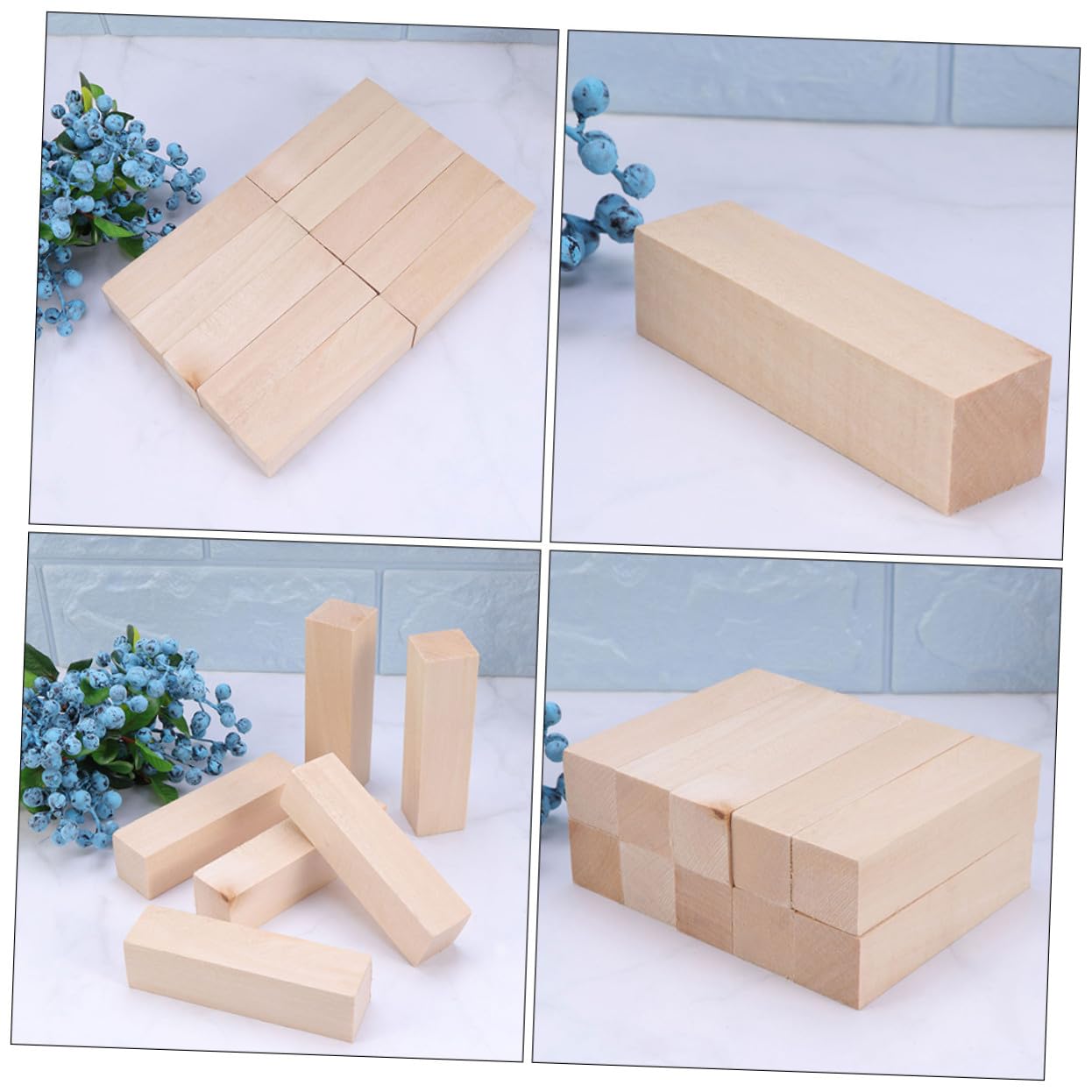15 piezas Bloques de Madera sin Terminar para Tallar y Pintar Bloques de Madera de para Bricolaje y Manualidades