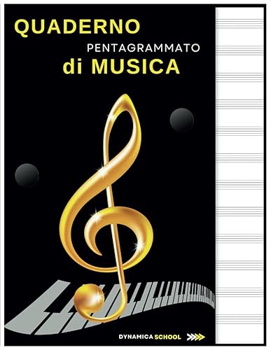 QUADERNO DI MUSICA PENTAGRAMMATO A4: Formato GRANDE A4 con 12 pentagrammi per 42 pagine numerate, 6 pagine di appunti e 3 “pagine indice”