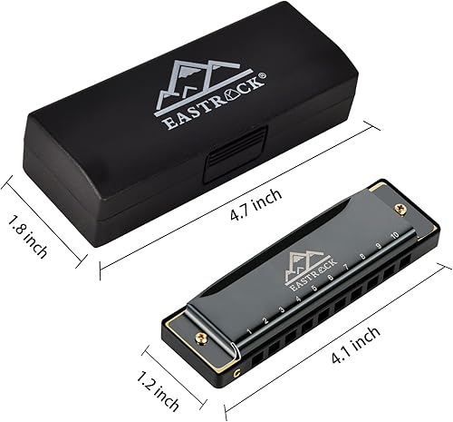 Miniatura 4 de EastRock Blues - Armónica, órgano de boca de 10agujeros en tono C con estuche, armónica diatónica para profesionales, principiantes, regalos de