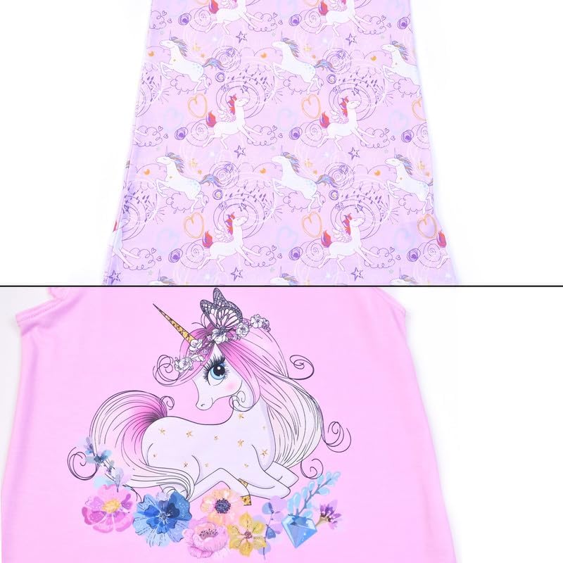 Jxstar 2-Pack Nightgown for Girls Flutter Sleeve Pajamas Cotton Sleepwear Night Dresses - Image 4