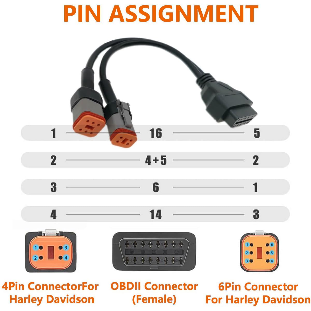TONYSA Cavo adattatore diagnostico sostitutivo da 6 pin a 16 pin per