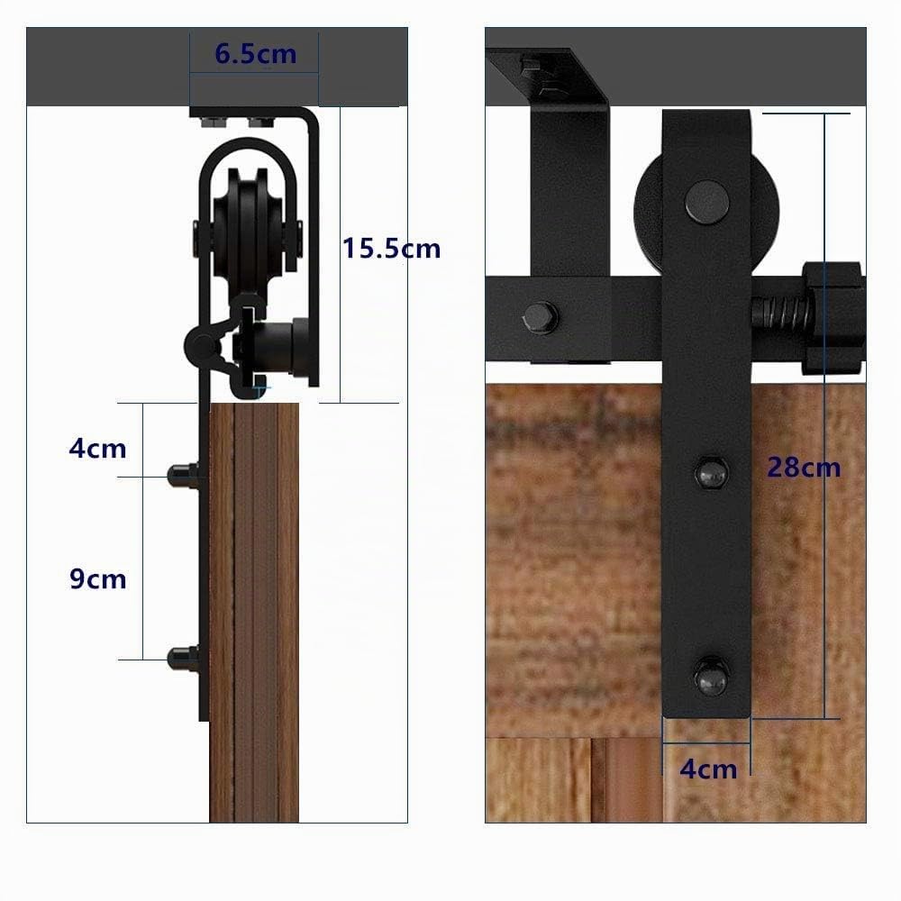 CCJH 183cm/6FT Herrajes Puertas Correderas Soporte de Techo Kit de Accesorios para Puertas Corredizas, Kit de Riel Adecuado para 1 Puerta Granero