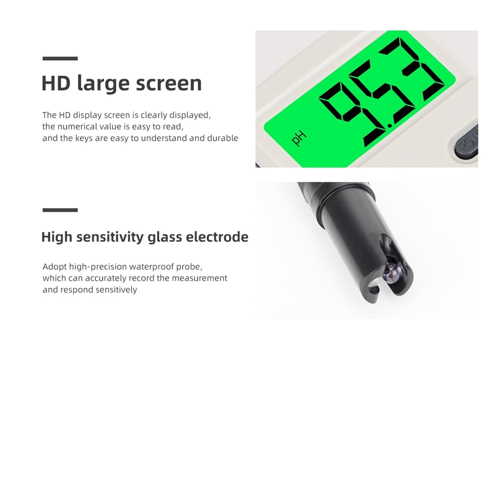 Medidor de pH con pantalla digital, comprobador calidad del agua, electrodo 0-14, analizador profesional, Resistencia a la corrosión