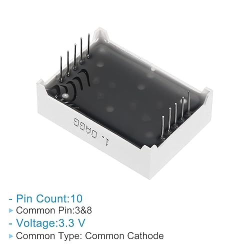 Miniatura 4 de PATIKIL Tubo digital con pantalla LED, paquete de 10 unidades de cátodo común 7 segmentos 10 pines, 1 broca, 3.3 V, 1 pulgada de altura de dígito,