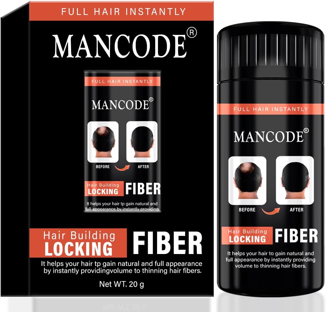 Mancode Hair Building Fibers (BLACK) 20g | Hair Fiber for Thinning Hair & Bald spots | Hair Loss Concealer in seconds | Hair Thickening Fibers for Men & Women | Thickening Hair Undetectable