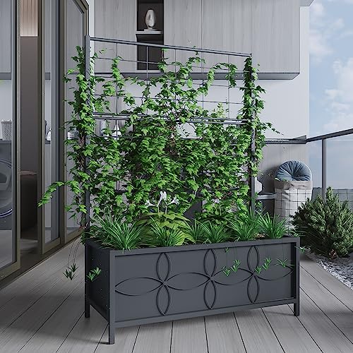 Zhongma Sturdy Raised Garden Bed with Trellis (15.75 x 35.43 x 48.8 in) for Vegetables Flower, Planter Box for Backyard Patio Balcony Zhongma Sturdy Raised Garden Bed with Trellis (15.75 x 35.43 x 48.8 in) for Vegetables Flower, Planter Box for Backyard Patio Balcony