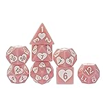 HDdais 8 Piece Pink DND Dice Set, Heart Resin Polyhedral Dice Set Extra D12 for D&D Role Playing Game and Other Tabletop Games
