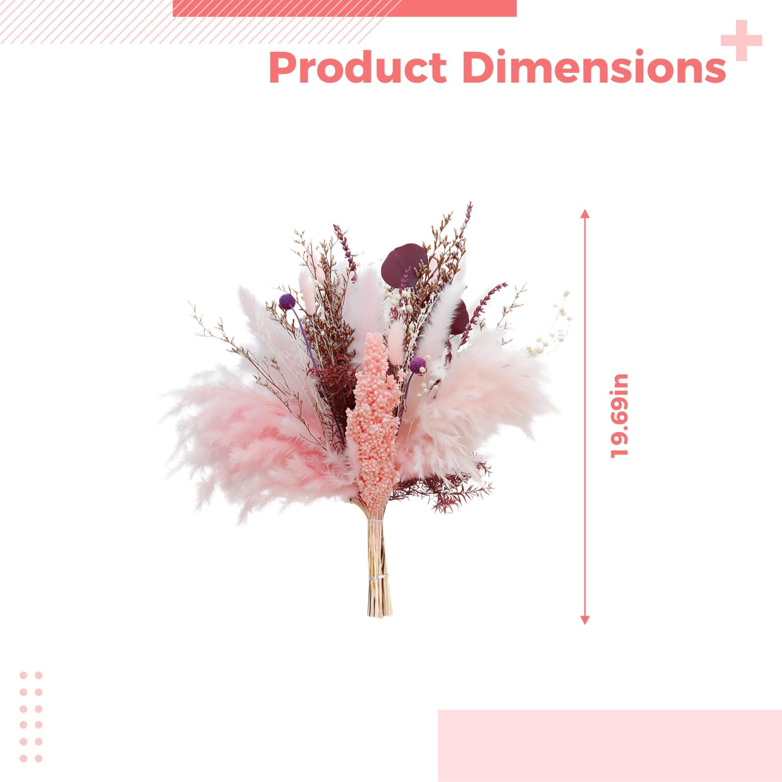 Pampasgras Deko, Trockenblumenstrauß aus Pampasgras, vielseitige echte Trockenblumen, Mix in Rosa und Violett, ideal für Zuhause, Feiern und Vase, für Tisch und Raumgestaltung