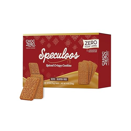 ChocZero Speculoos - Galletas cetogénicas, sin gluten, sin azúcar añadida, molino de viento especiado, 30 galletas por caja, 9 onzas (paquete de 1)
