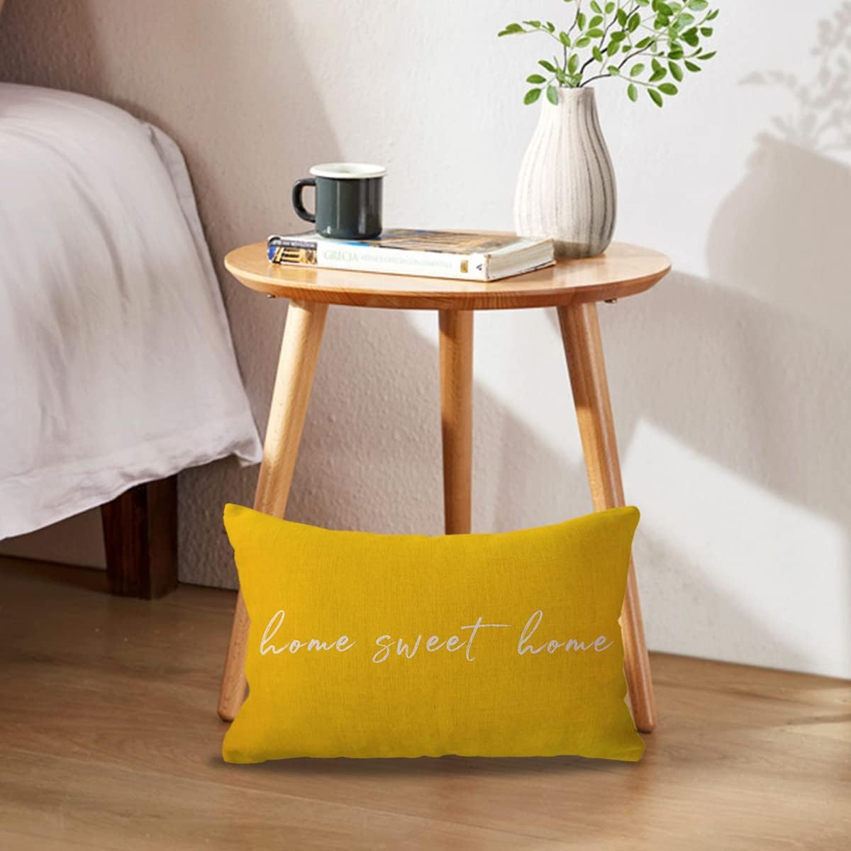 ULOVE LOVE YOURSELF Our Happy Place Reversible Throw Pillow Covers Home Sweet Home Double Sided Cushion Covers Rustic Farmhouse Decor Pillowcases for Sofa/Couch/Porch (Yellow) - Image 4