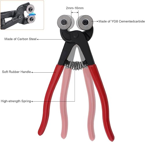 Miniatura 3 de Juego de 2 pinzas de azulejos de vidrio, pinzas de cerámica y cortador de mosaico de vidrio con ruedas, alicates cortadores de azulejos, mango de