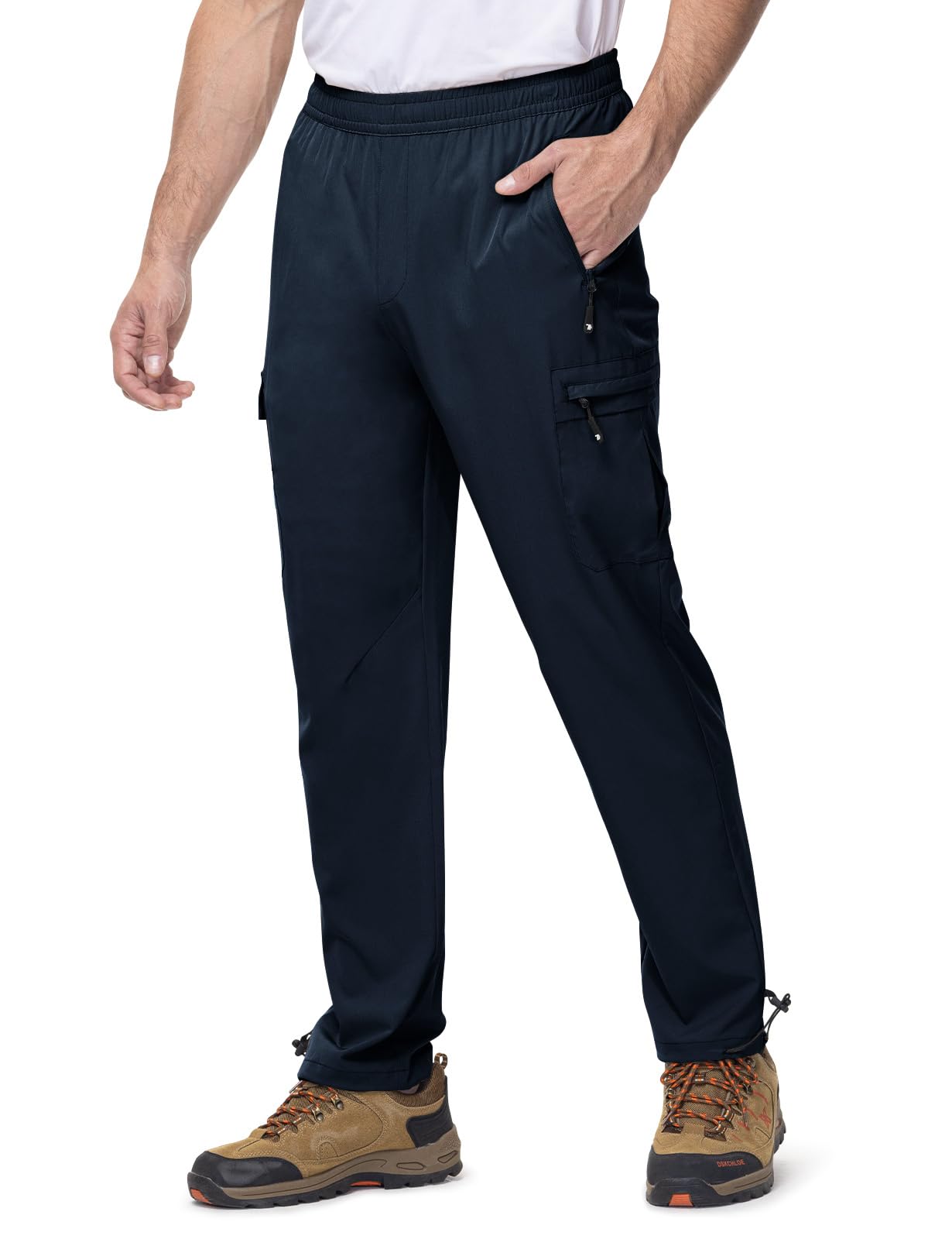 Rdruko Pantaloni da uomo leggeri per attività all'aria aperta, con elastico in vita, ad asciugatura rapida, idrorepellenti, elasticizzati, per escursionismo, viaggi, passeggiate, lavoro, campeggio