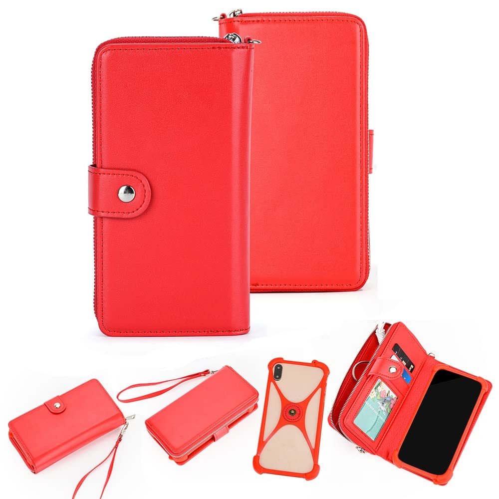 K-S-Trade Custodia Portafoglio Con Paraurti Per Xiaomi Redmi 10 Prime 2022 – Similpelle Rossa, 3 Slot E Cerniera