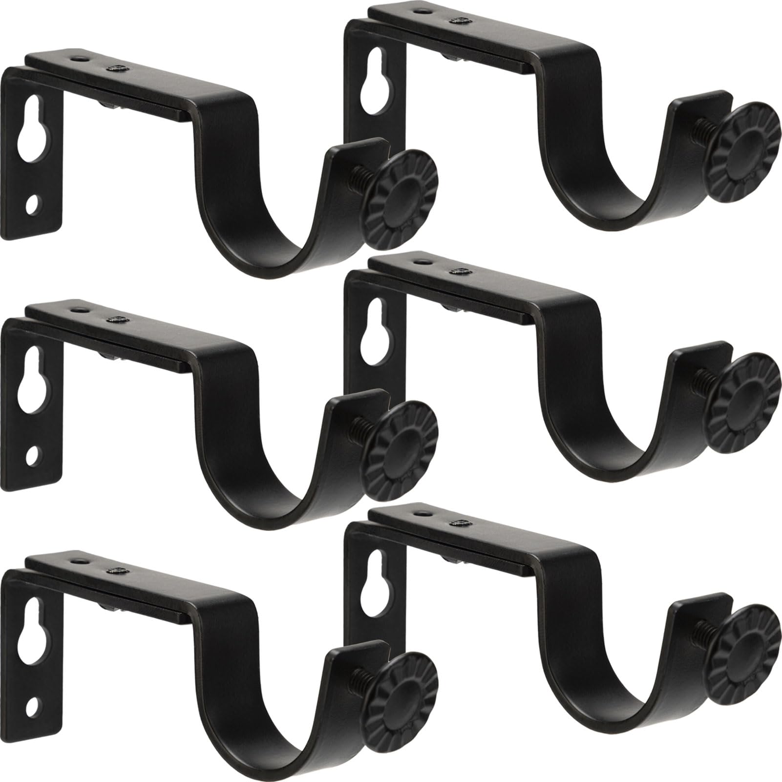 EVCUHASL Curtain Rod Holders, 6 Pack Heavy Duty Curtain Rod Brackets Fits up to 1 Inch Curtain Rod, Drapery Holders Hardware Window Support Hanger, Black Hooks for Curtain Rods