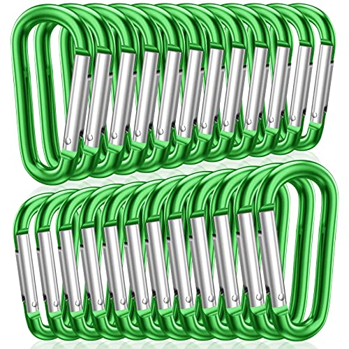 Image of STURME 2 inch Aluminum D Ring Carabiners Clip D Shape Spring Loaded Gate Small Keychain Carabiner Clip Set Outdoor Camping Mini Lock Snap Hooks Spring Link Key Chain Durable Improved 24 PCS