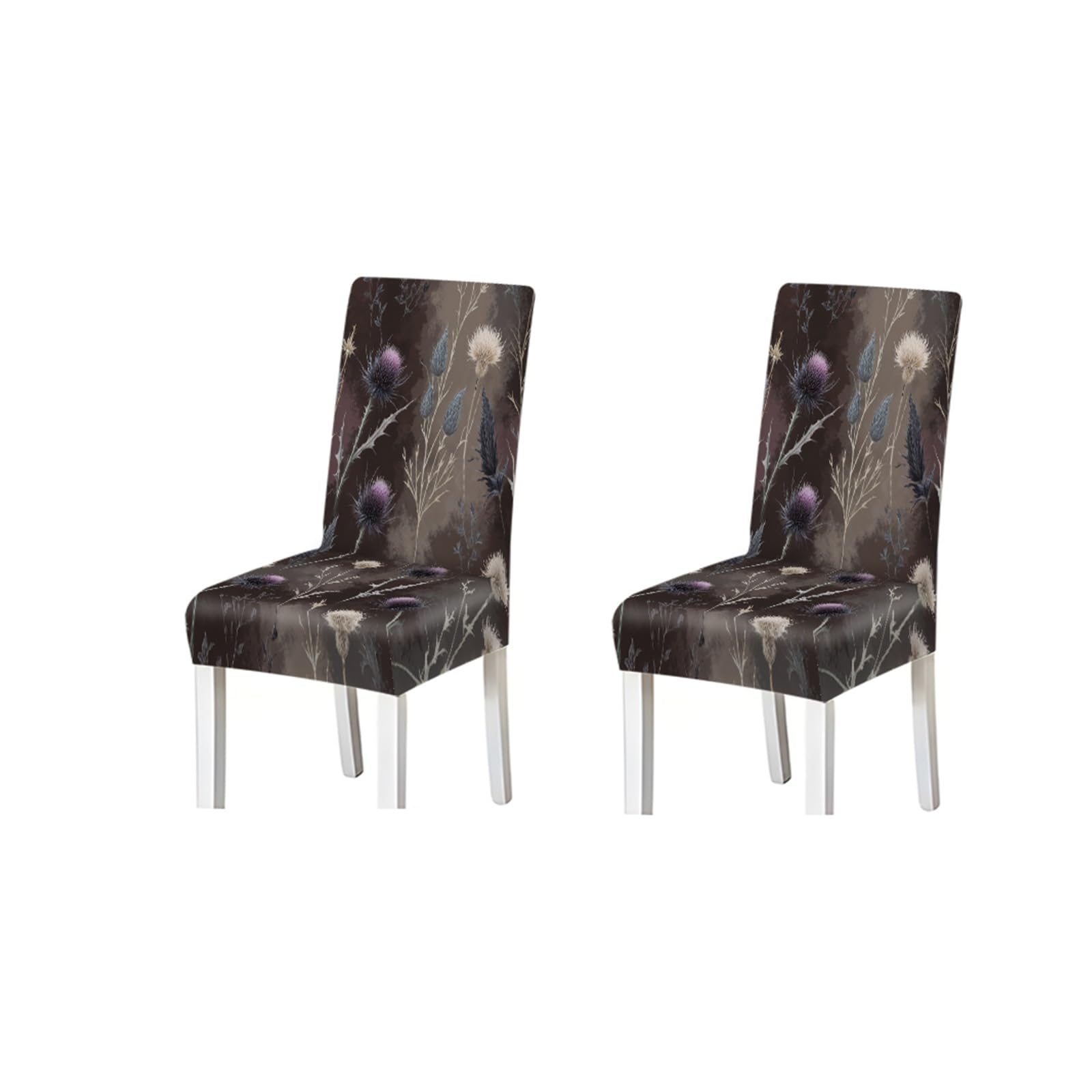 KXUAUV Dark Purple Thistle Wildflower Print Dining Chair Covers, Stretch Slipcovers For Home Kitchen Dining Room Party, 2/4/6PCS Seat Protectors for Restaurant Hotel Party(2PCS Chair cover)