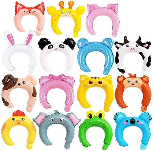 Miniatura 2 de 50 diademas inflables de animales de zoológico, vida silvestre, safari, globo para el pelo, animales, globos para temática de selva, recuerdos de