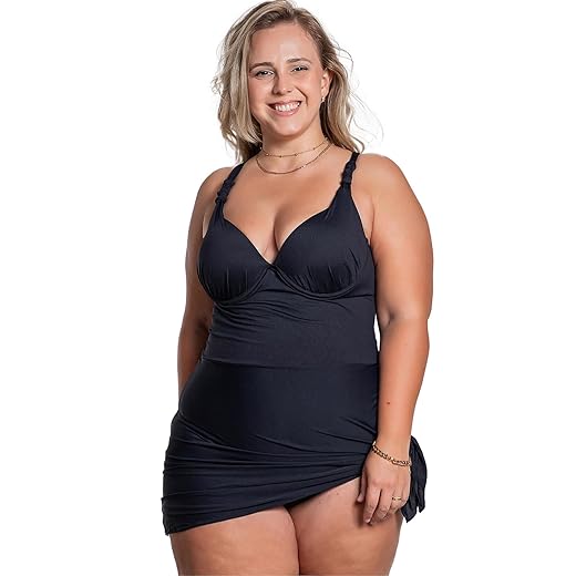 Maiô Plus Size com Saia Fixa Saída de Praia e Bojo com Aro Orla da Praia