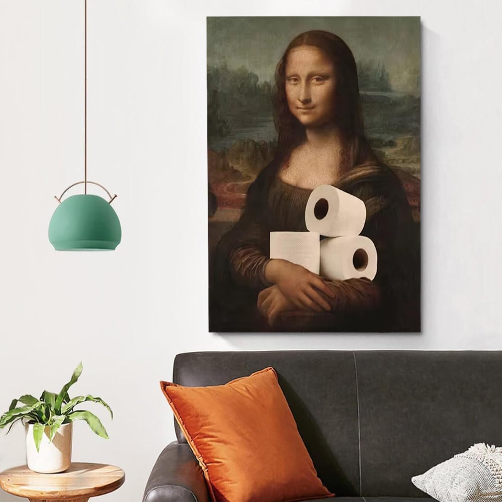 Poster Ironico WC Di Mona Lisa Con Carta Igienica E Naso Tappato | Formato A4 | Decorazione Umoristica Per Bagno