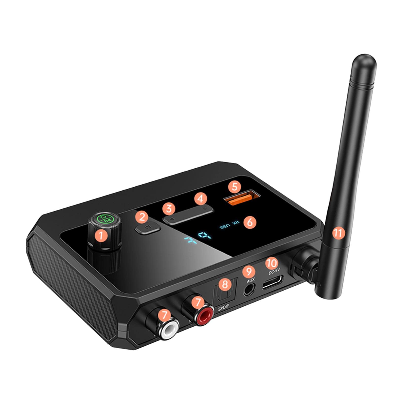 Émetteur-récepteur Audio 3,5 mm AUX RCA SPDIF Portable 2 en 1 Bluetooth V5.3 Adaptateur Audio sans Fil pour système Audio Domestique Ordinateurs