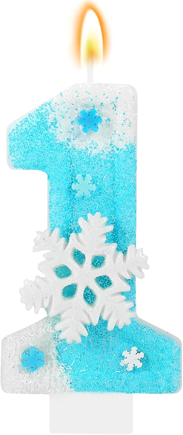 Frozen Birthday Candle Snowflake Number 3 Candle Cake Topper Cupcake Decor Frozen 3rd Birthday Party Decorations Anniversary Celebrations Supplies Favors
