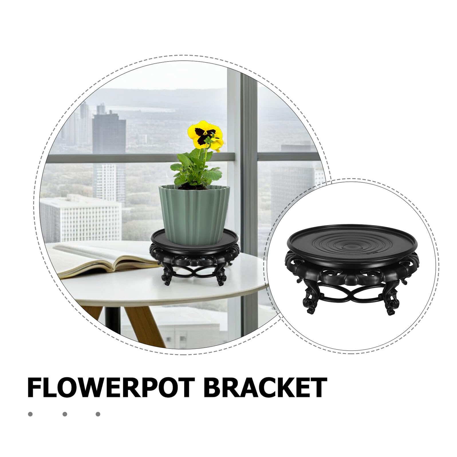 Soporte para Macetas Redondo Imitación Madera de Resina 26 Cm, Pedestal Decorativo Estable para Plantas de Interior, Elevador de Exhibición Adecuado para Bonsáis, Jarrones